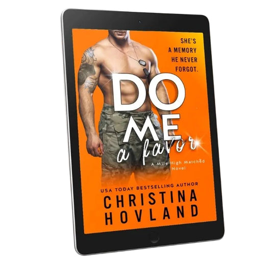 E-book cover of 'Do Me a Favor' by Christina Hovland on a tablet screen.