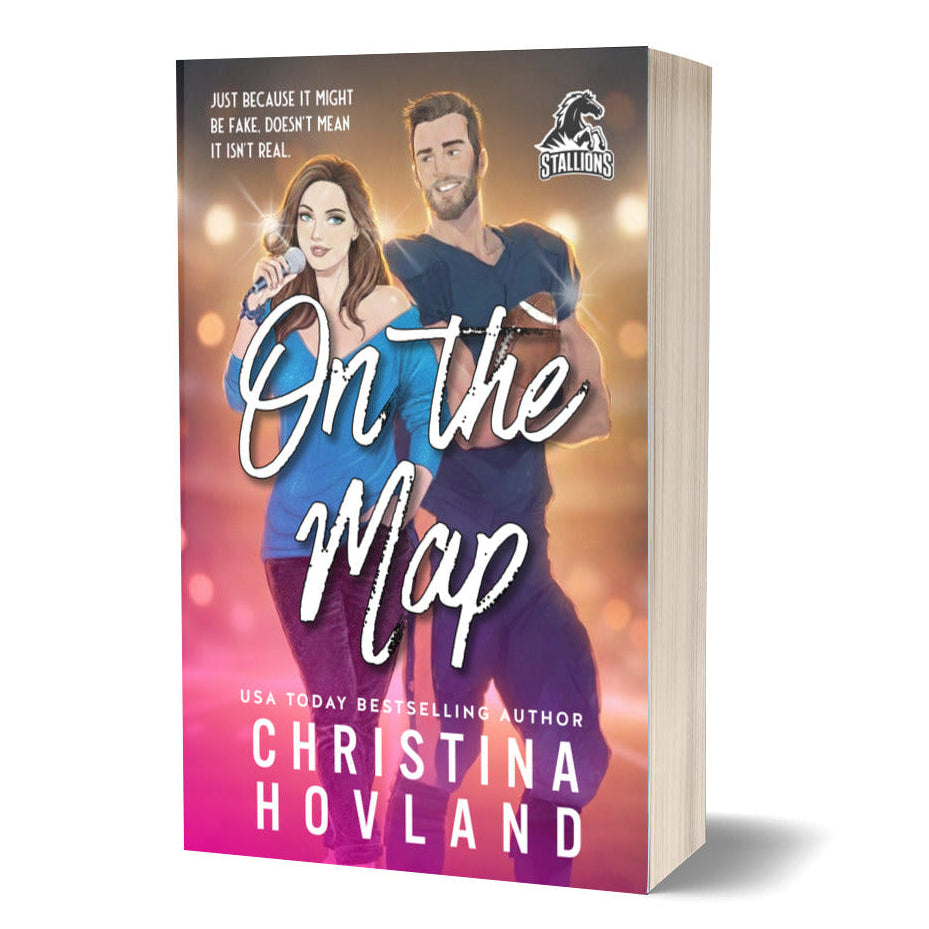 Book cover of 'On the Map' by Christina Hovland with a couple in the background