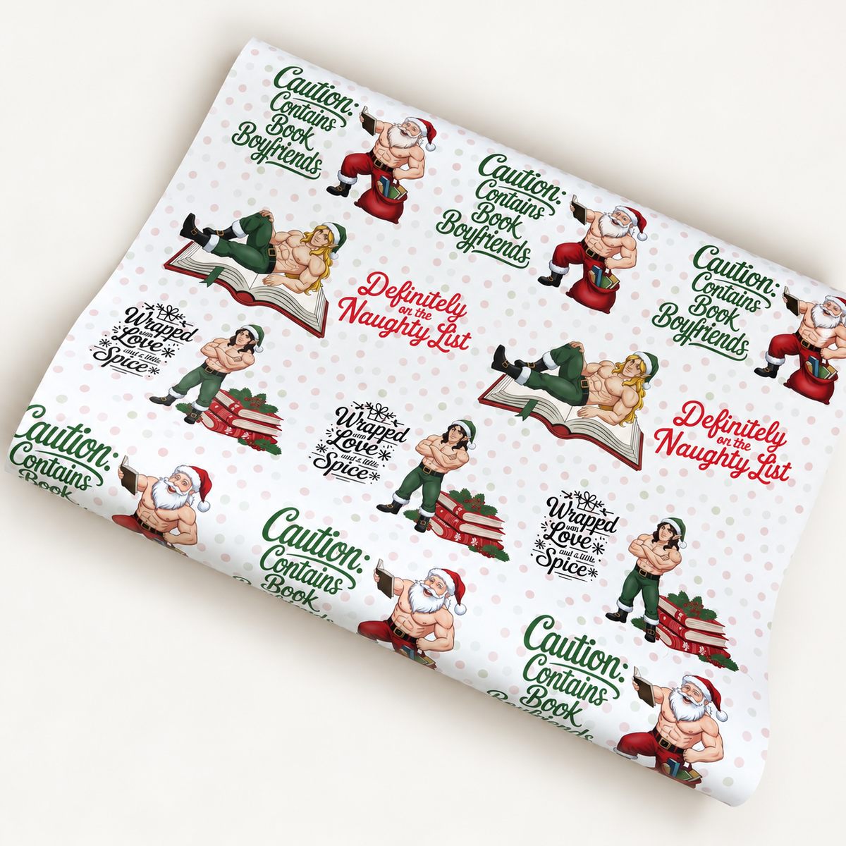 Spicy BookTok Wrapping Paper | Naughty List Romance Reader Gift Wrap