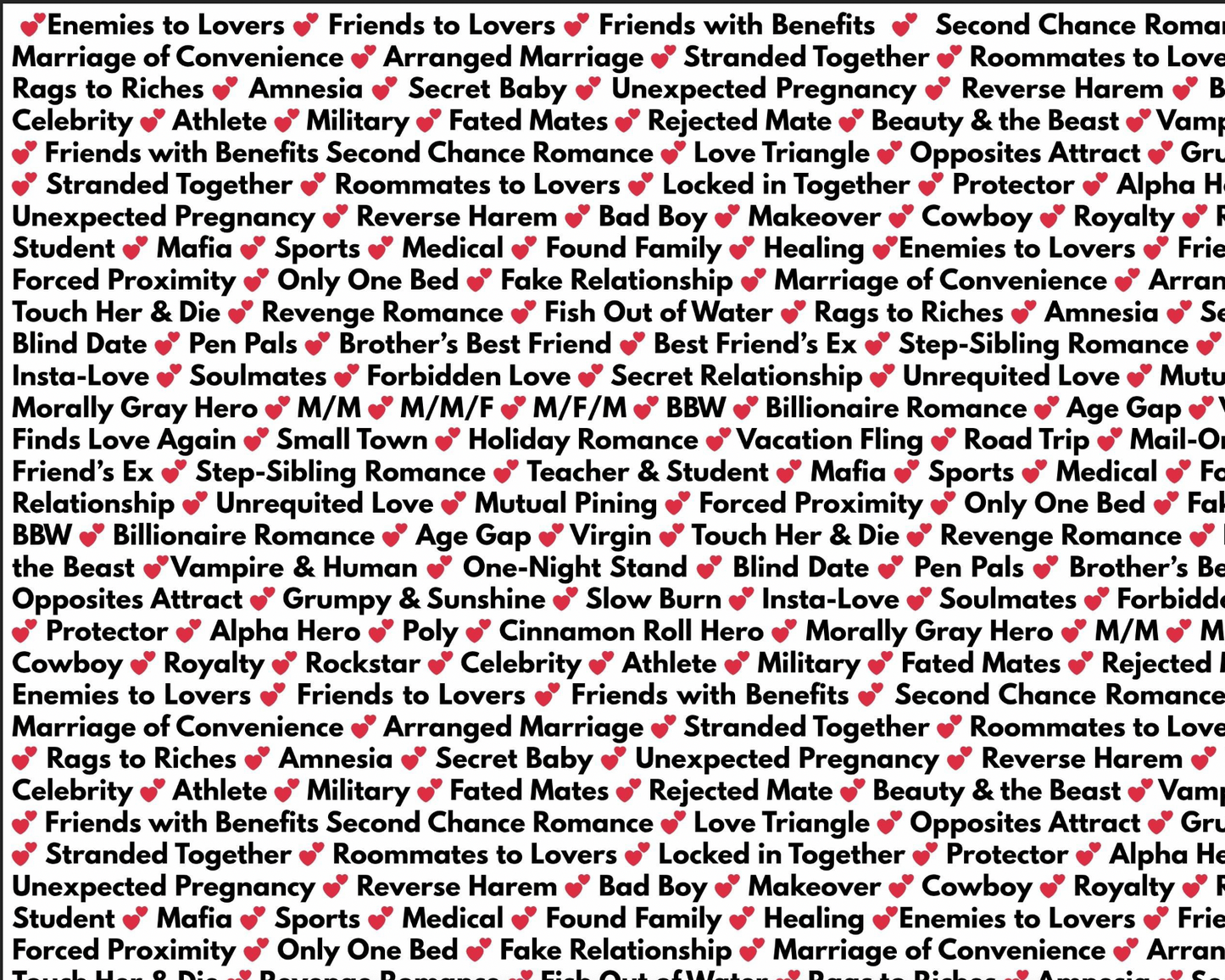 Romance Trope Wrapping Paper |  For Book Lovers & Gift Givers