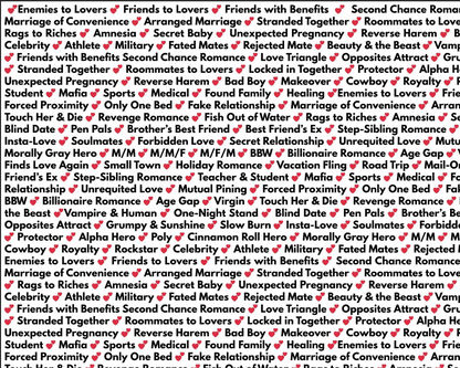 Romance Trope Wrapping Paper |  For Book Lovers & Gift Givers