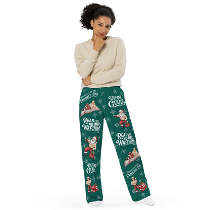 Naughty List Book Lover Pajama Pants – Christmas Bookish Pants for Readers & Romance Fans
