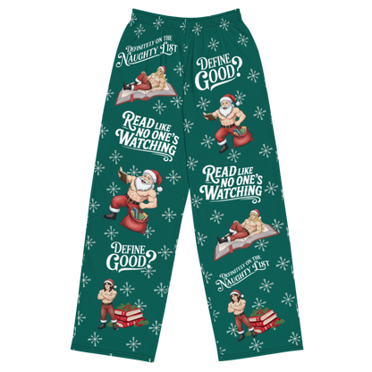Naughty List Book Lover Pajama Pants – Christmas Bookish Pants for Readers & Romance Fans