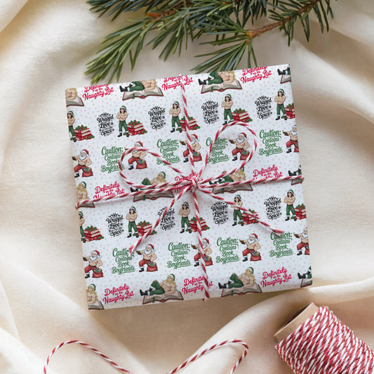 Spicy BookTok Wrapping Paper | Naughty List Romance Reader Gift Wrap