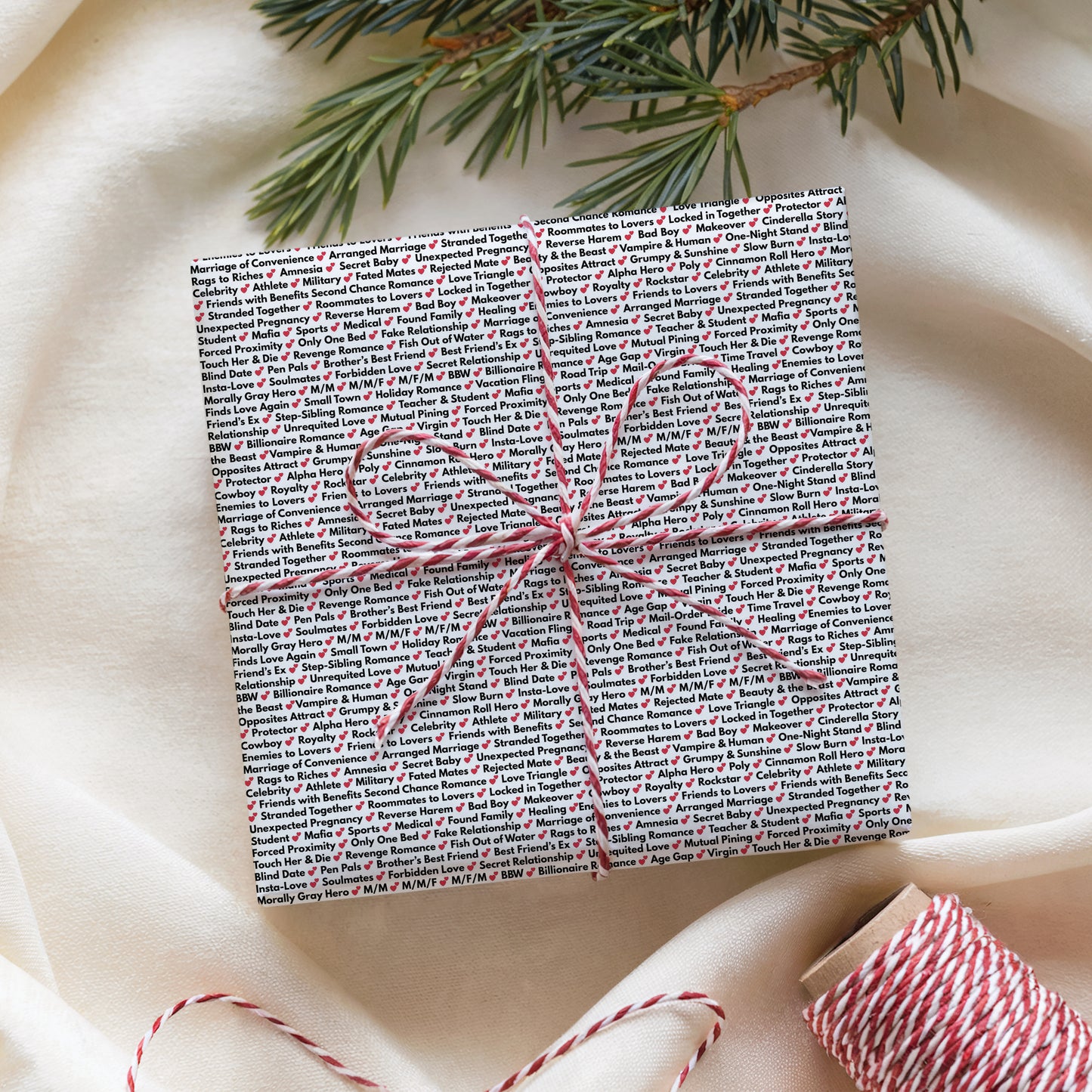 Romance Trope Wrapping Paper |  For Book Lovers & Gift Givers